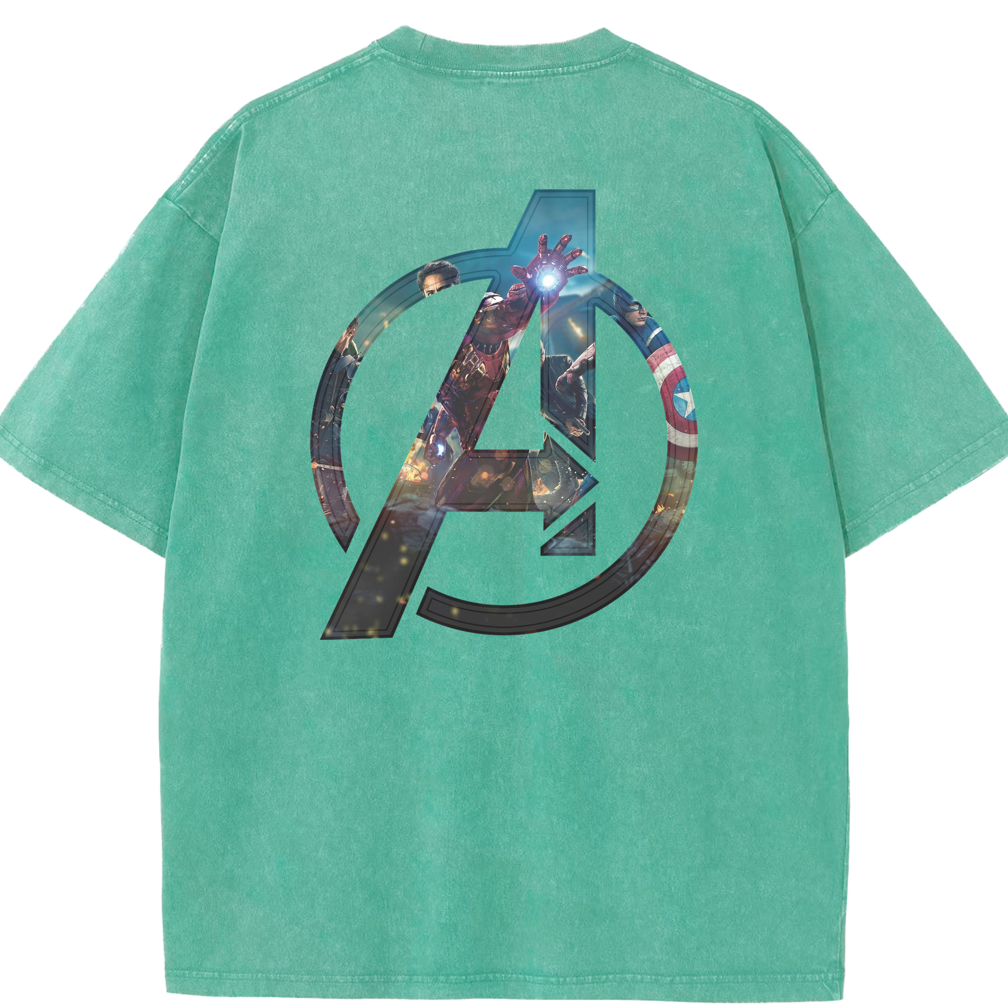 （画像用） アベンジャーズ The Avengers 綿100% ヴィンテージ風 半袖Tシャツ（背面プリント）